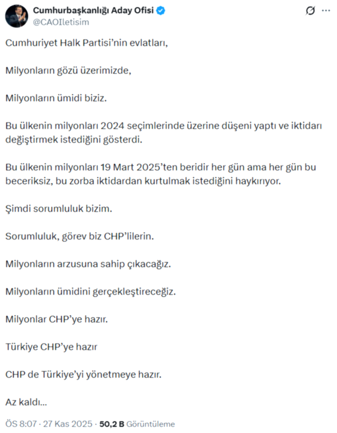 Ekrem İmamoğlu'ndan Kritik Mesaj: "İktidara Az Kaldı!"