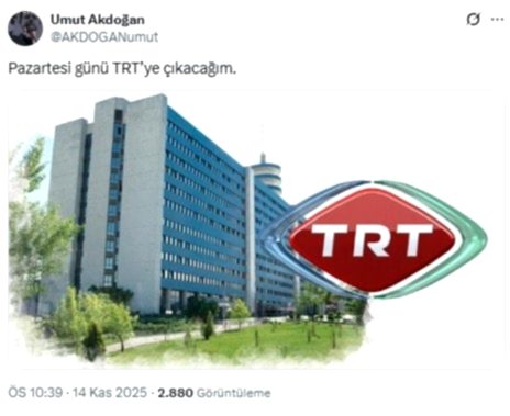 CHP Ankara Milletvekili Umut Akdoğan Pazartesi TRT'de!