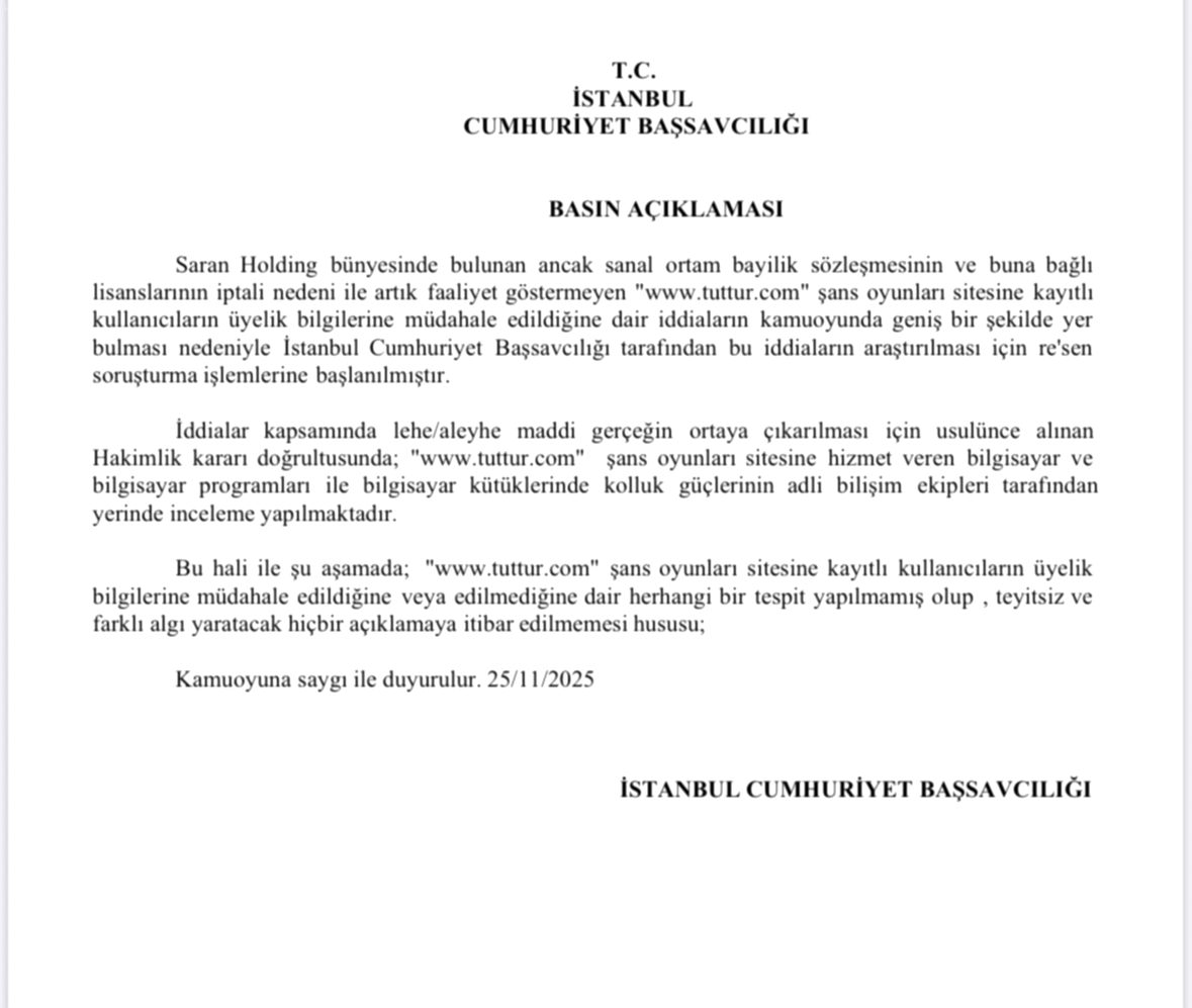 Son Dakika: Tuttur.com Şans Oyunları Sitesi Hakkında Soruşturma Başlatıldı!